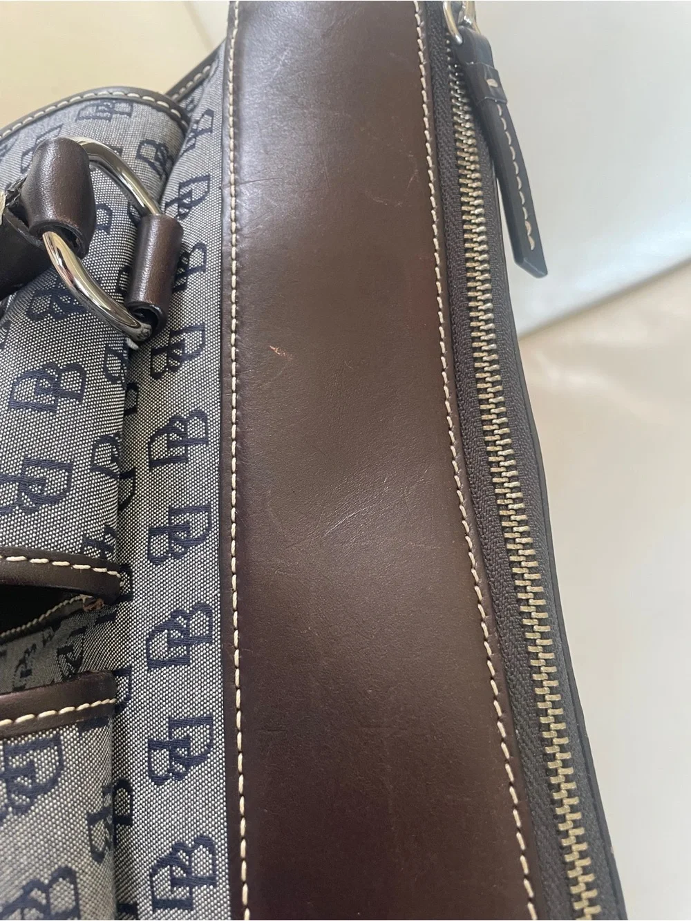 Dooney & Bourke Satchel Bag in Blue and Brown
